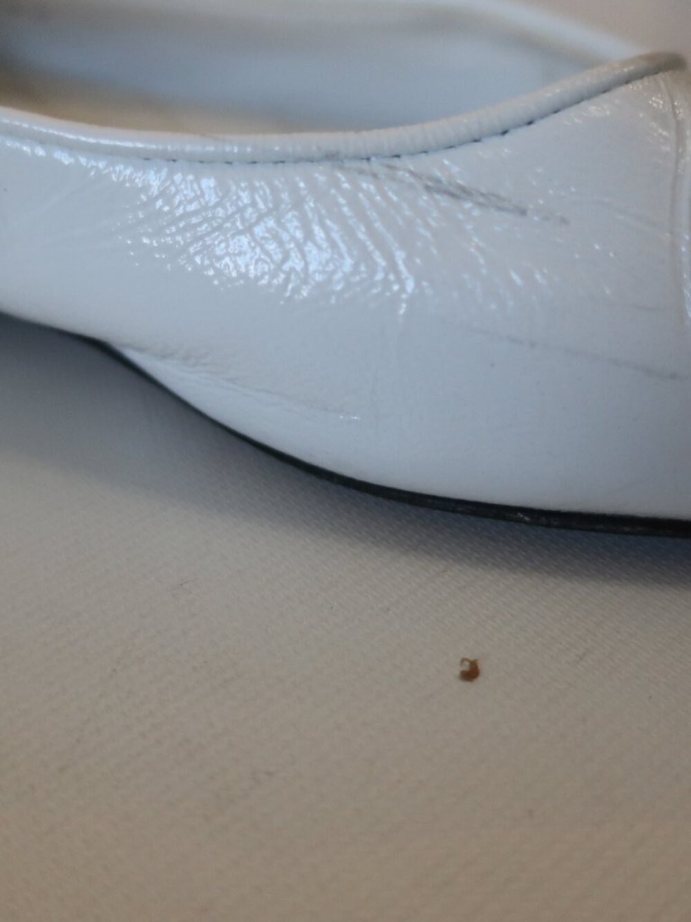 Chanel Wht Pat Leather, Blk Leather Cap Toe Ankle Chain Ballet Flats 39 EUR/US 9 - Picture 7 of 11